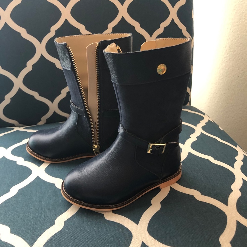Janie and jack Navy blue toddler calf boots